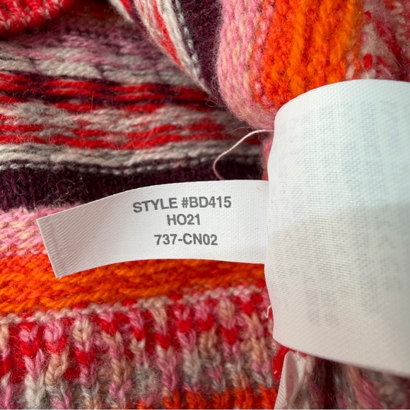 J. Crew Fair Isle Lambswool Blend Cropped Sweater Women’s M Orange Ski Lodge - Picture 8 of 8